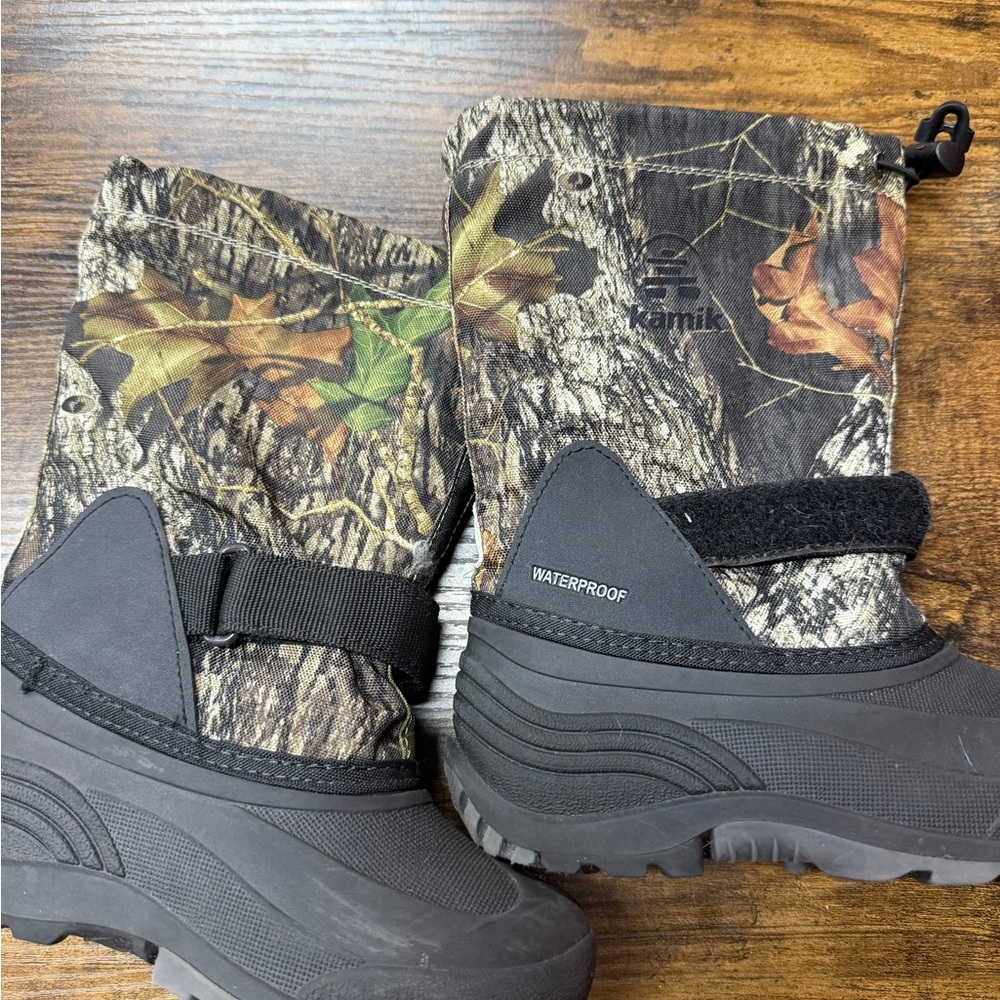Kamik Kids Black and Camouflage Snow Boots